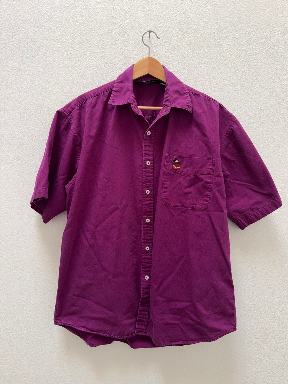 Vintage Disney Originals Mickey Mouse Embroidered Shirt Purple Mens L 90s Oxford